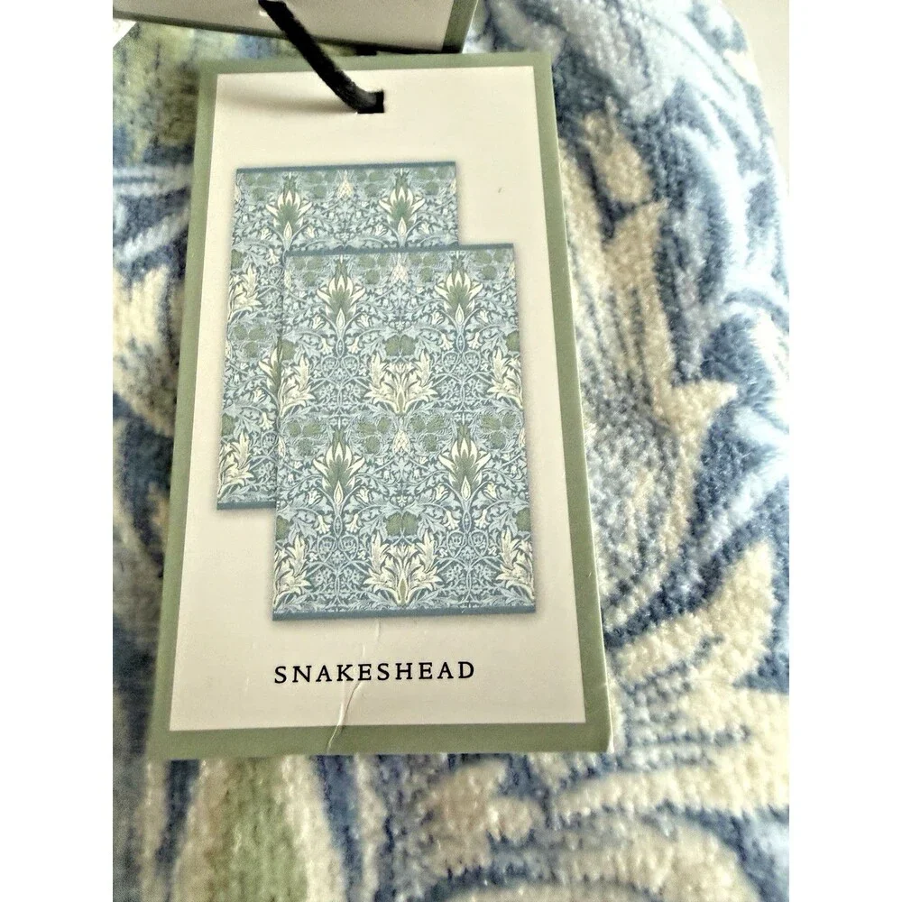 Morris & Co 2 Bath Towels 2 Hand Towels Blue Snakeshead Blue Cotton Velour